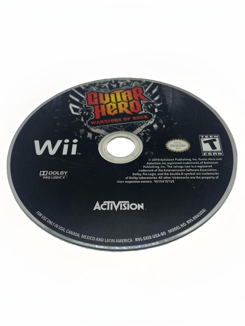 Guitar Hero Warriors of Rock (Nintendo Wii, 2010)  Tested - Working - Disc Only